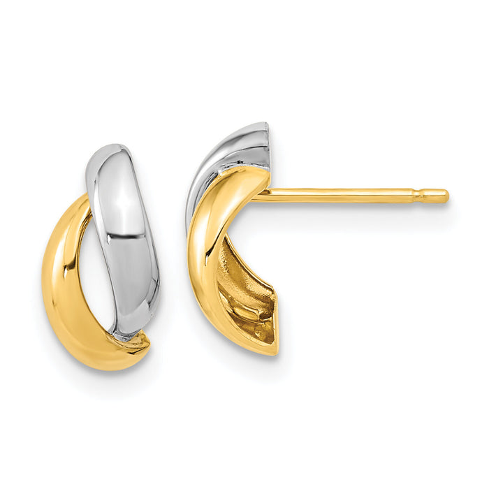 14K Gold White Rhodium Fancy Teardrop Post Earrings-YE1981