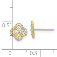 14K Polished Flower CZ Post Earrings-YE1982