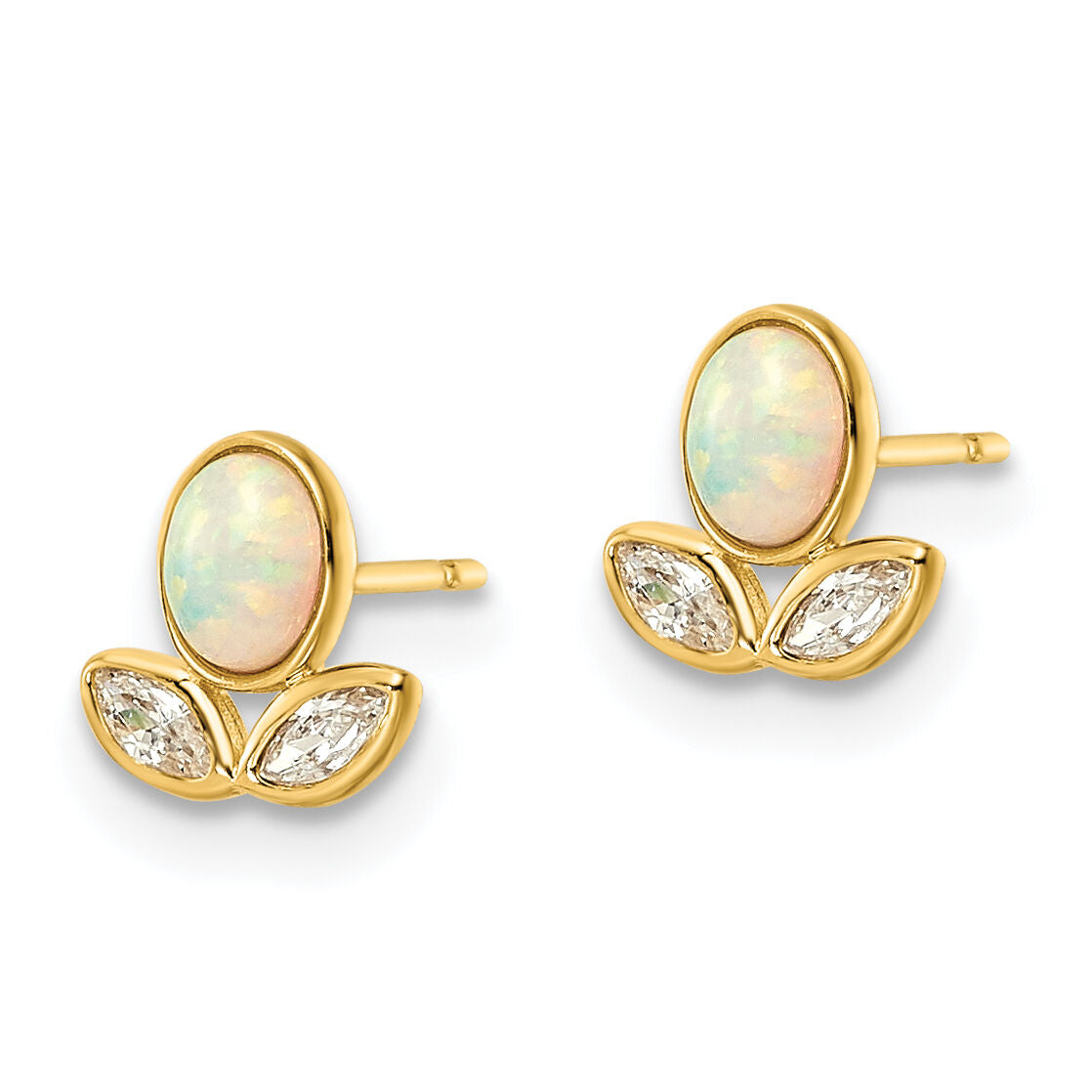 14k CZ & Created Opal Post Earrings-YE1983