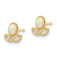 14k CZ & Created Opal Post Earrings-YE1983
