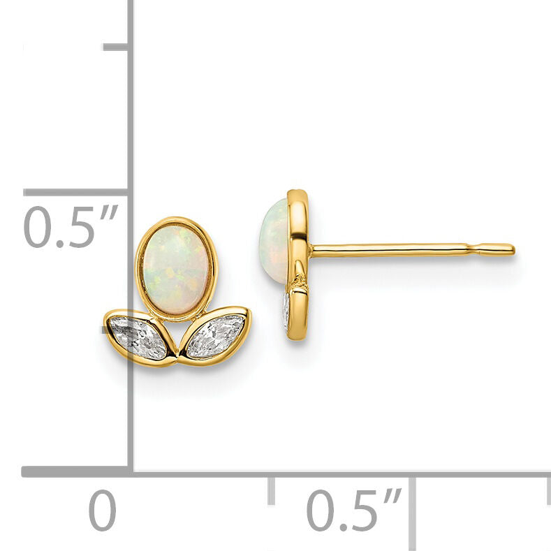 14k CZ & Created Opal Post Earrings-YE1983