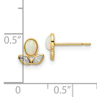 14k CZ & Created Opal Post Earrings-YE1983