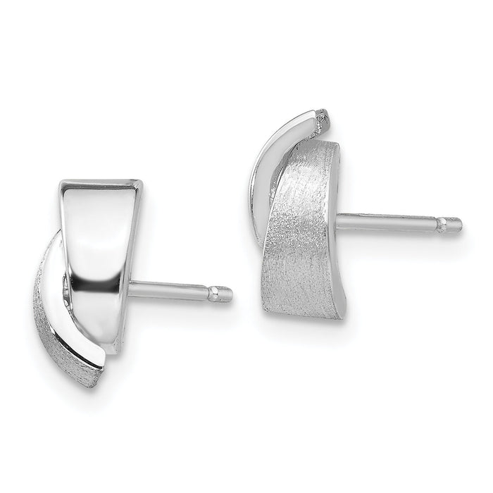 14k White Gold Polished & Satin Fancy Post Earrings-YE199