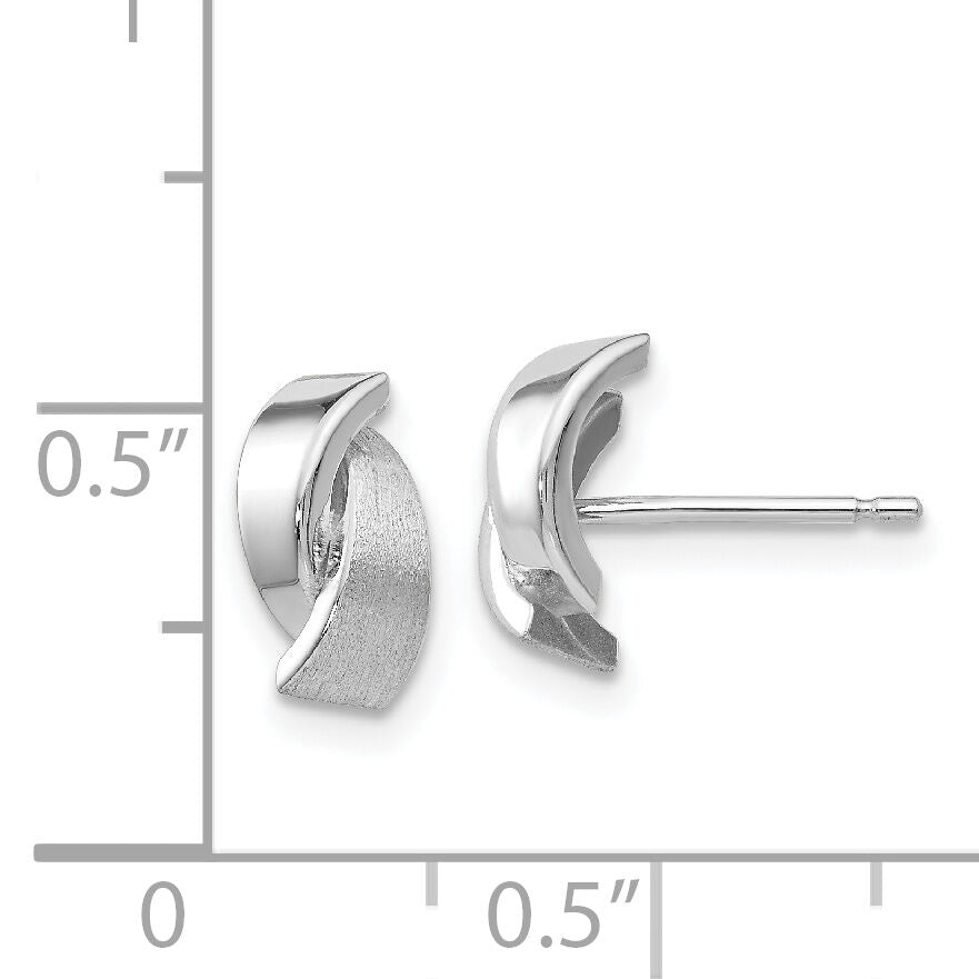 14k White Gold Polished & Satin Fancy Post Earrings-YE199