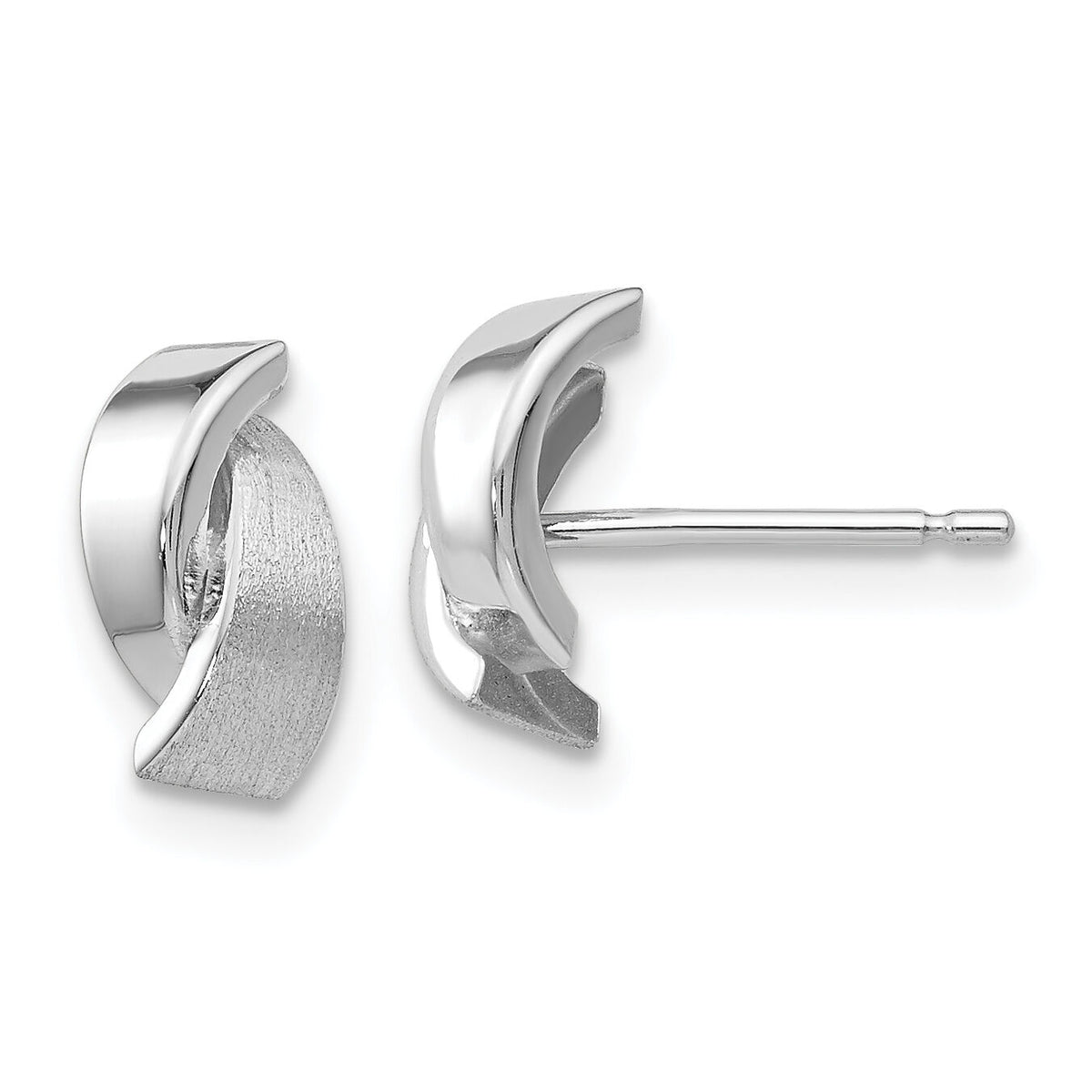 14k White Gold Polished & Satin Fancy Post Earrings-YE199