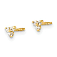 14K Polished CZ Triangle Post Earrings-YE2007