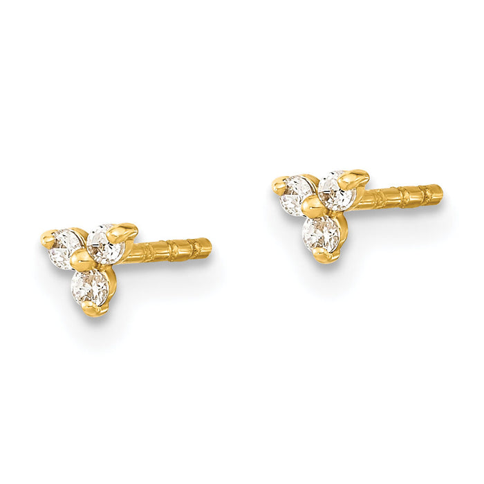 14K Polished CZ Triangle Post Earrings-YE2007