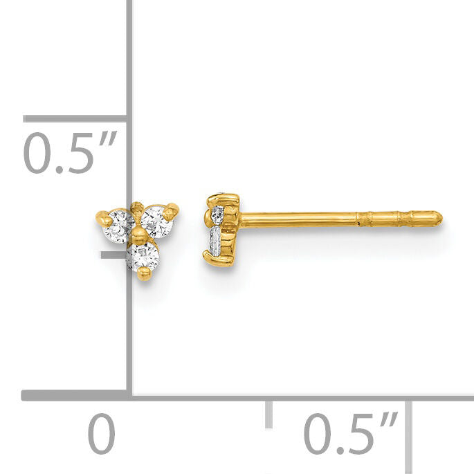14K Polished CZ Triangle Post Earrings-YE2007