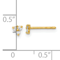 14K Polished CZ Triangle Post Earrings-YE2007