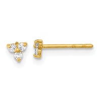 14K Polished CZ Triangle Post Earrings-YE2007