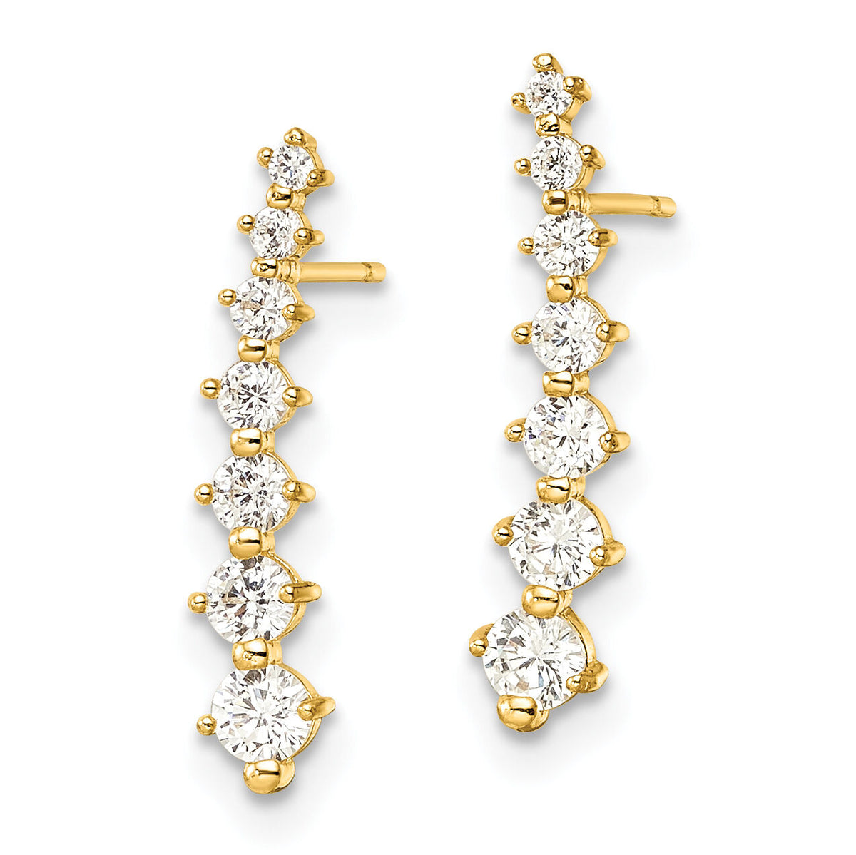 14K Polished White CZ Post Earrings-YE2012