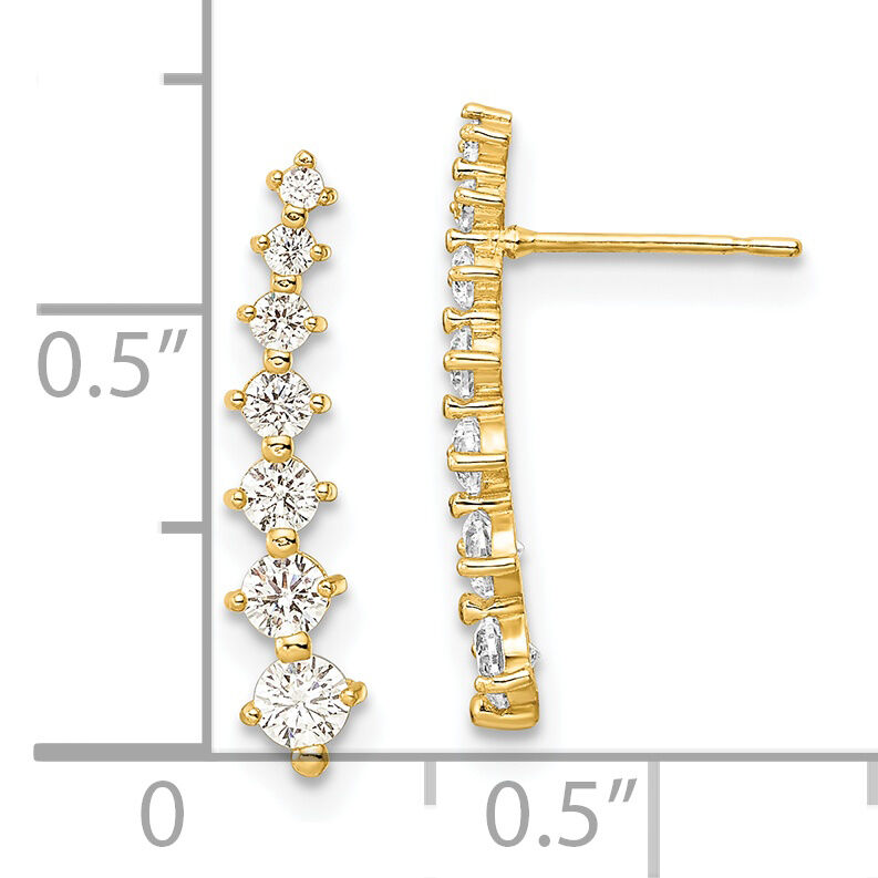 14K Polished White CZ Post Earrings-YE2012