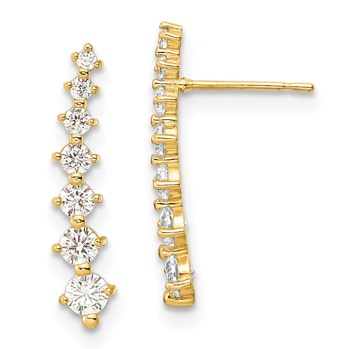 14K Polished White CZ Post Earrings-YE2012