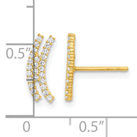 14K Polished Curved Bar CZ Post Earrings-YE2013