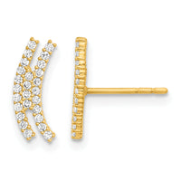 14K Polished Curved Bar CZ Post Earrings-YE2013