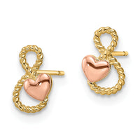 14k Two-tone Heart Post Earrings-YE2022
