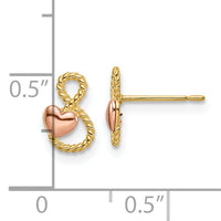 14k Two-tone Heart Post Earrings-YE2022