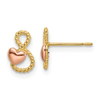 14k Two-tone Heart Post Earrings-YE2022