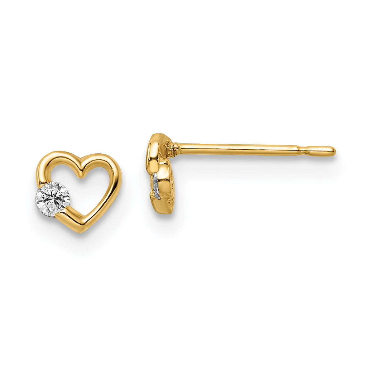 14k CZ Heart Post Earrings-YE2028