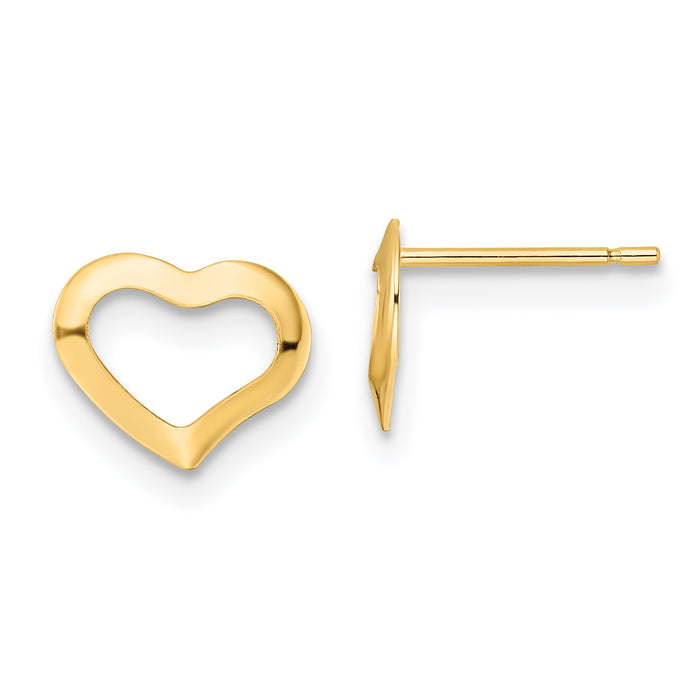 14K Polished Heart Post Earrings-YE2035