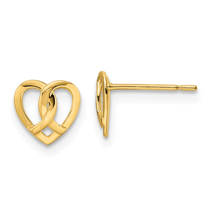 14k Heart Post Earrings-YE2038