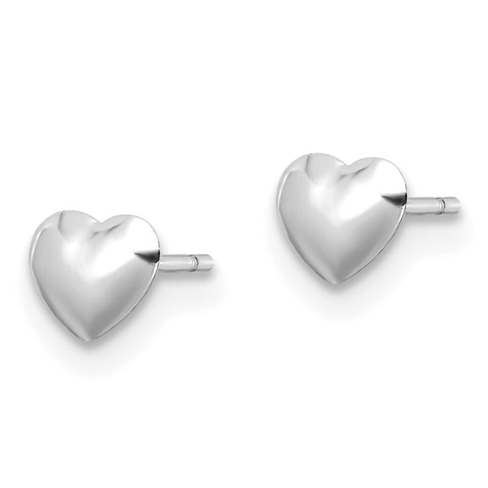 14K White Gold Polished Heart Post Stud Earrings-YE2043W