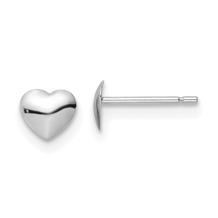 14K White Gold Polished Heart Post Stud Earrings-YE2043W