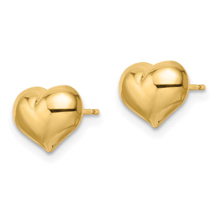 14k Polished Puffed Heart Post Earrings-YE2045