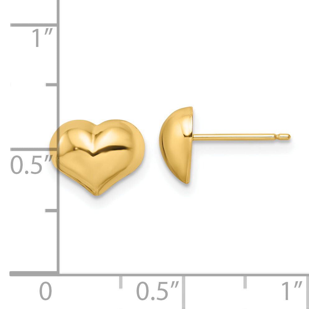 14k Polished Puffed Heart Post Earrings-YE2045