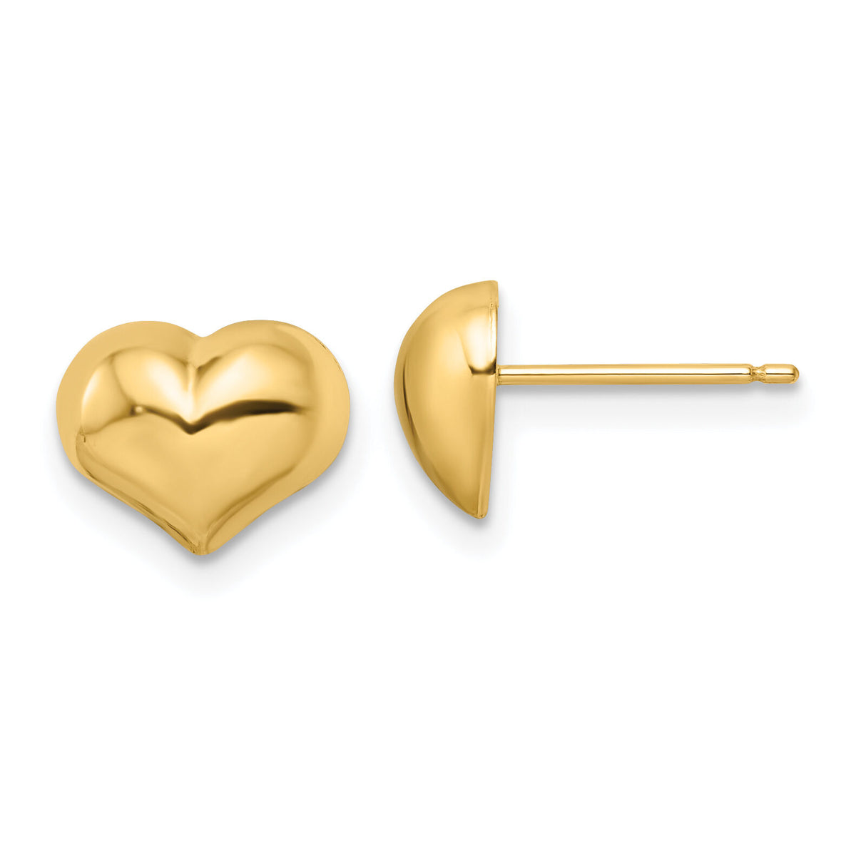 14k Polished Puffed Heart Post Earrings-YE2045