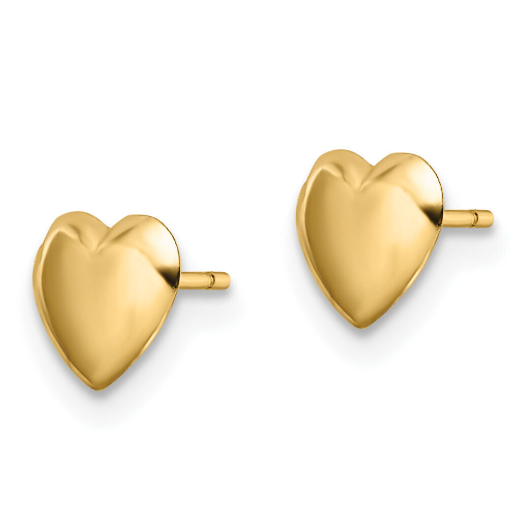 14K Polished Heart Post Earrings-YE2046