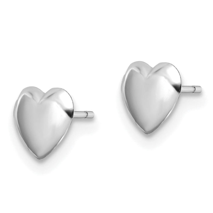 14K White Gold Polished Heart Post Earrings-YE2046W