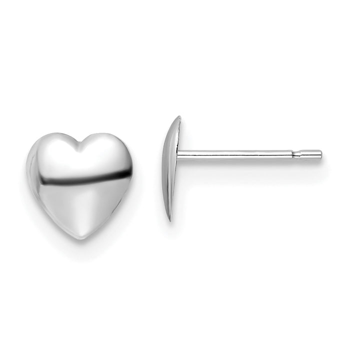 14K White Gold Polished Heart Post Earrings-YE2046W