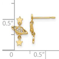 14k CZ Saturn & Stars Dangle Post Earrings-YE2050