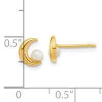 14K Polished Half Moon 2.5-3mm Freshwater Cultured Pearl Post Earrings-YE2054