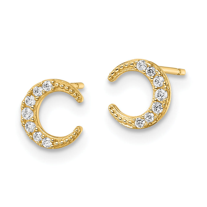 14k CZ Moon Post Earrings-YE2058