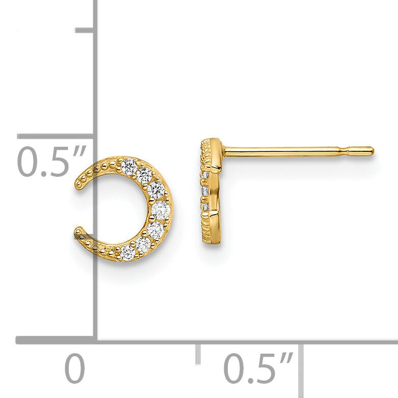 14k CZ Moon Post Earrings-YE2058