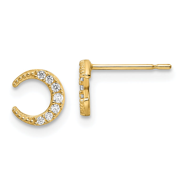 14k CZ Moon Post Earrings-YE2058