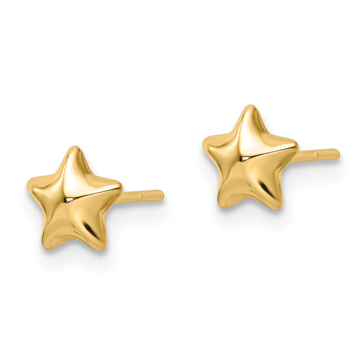 14k Polished Small Puffed Star Post Earrings-YE2064