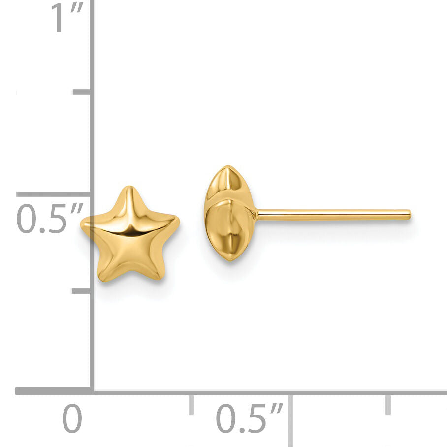 14k Polished Small Puffed Star Post Earrings-YE2064