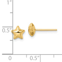 14k Polished Small Puffed Star Post Earrings-YE2064