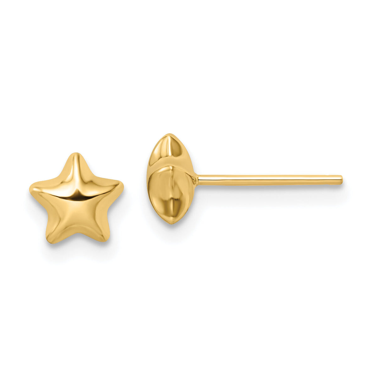 14k Polished Small Puffed Star Post Earrings-YE2064