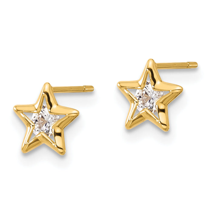 14k CZ Star Post Earrings-YE2068