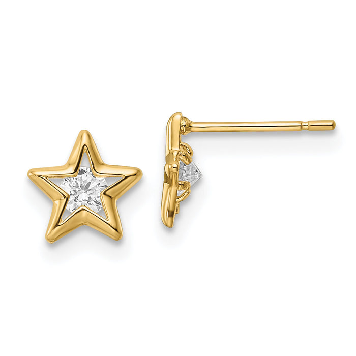 14k CZ Star Post Earrings-YE2068