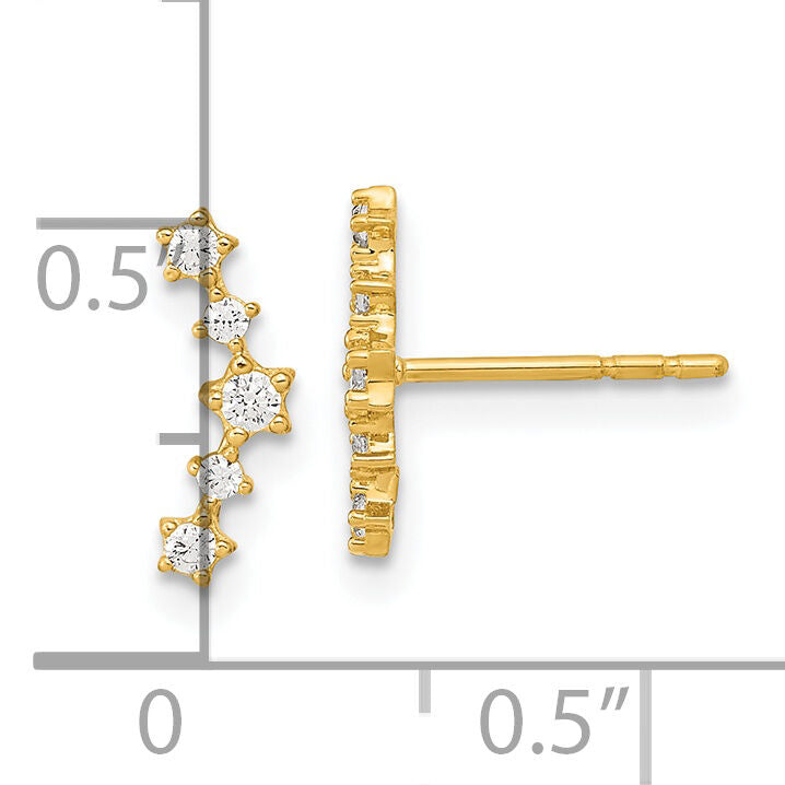 14K Polished Fancy CZ Post Earrings-YE2069