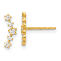 14K Polished Fancy CZ Post Earrings-YE2069