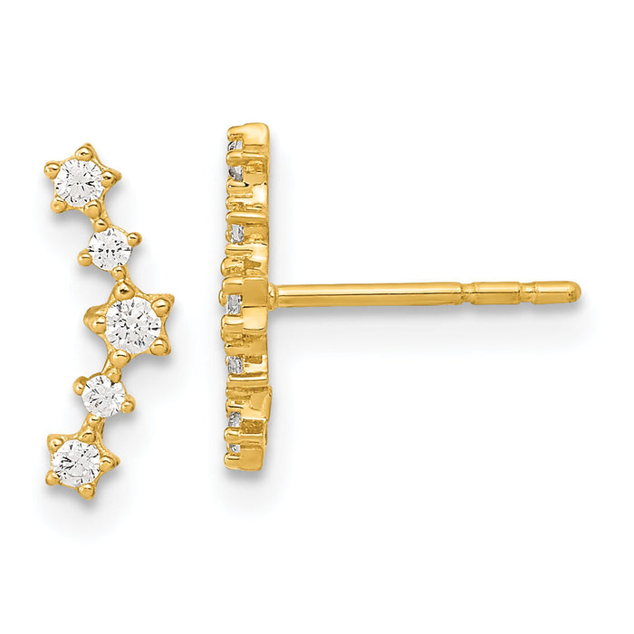 14K Polished Fancy CZ Post Earrings-YE2069