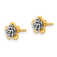 14K Two-tone Flower Post Earrings-YE2081