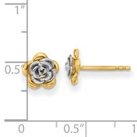14K Two-tone Flower Post Earrings-YE2081