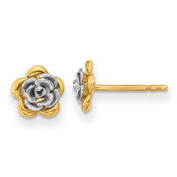 14K Two-tone Flower Post Earrings-YE2081